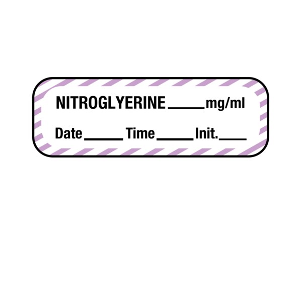 Label, Nitroglyerine 1/2" x 1-1/2" White w/Violet stripes & Black